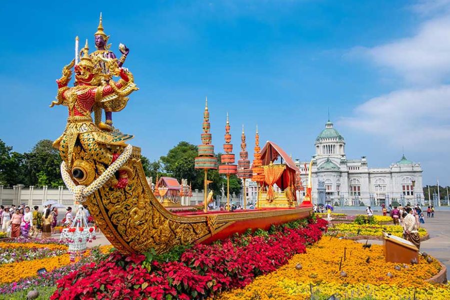 Ceremonial royal barge display in Bangkok