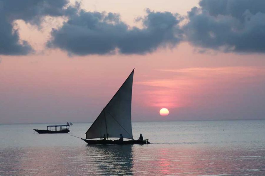 Turquoise water and white sand beach in Zanzibar