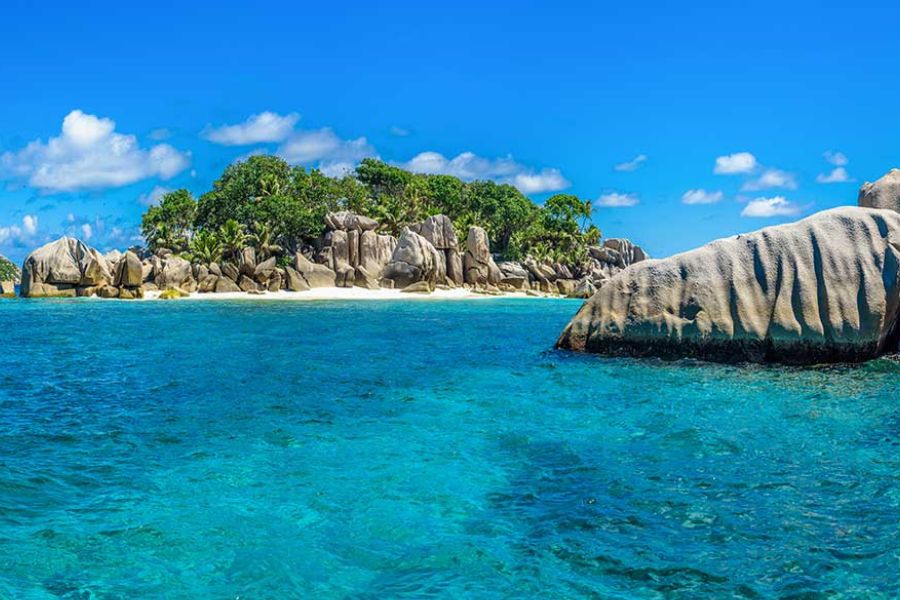 Granite boulders and beach in the Seychelles