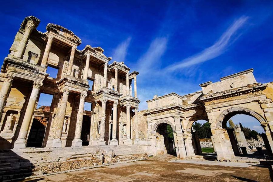 Library of Celsus and ancient ruins at Ephesus, Turkey