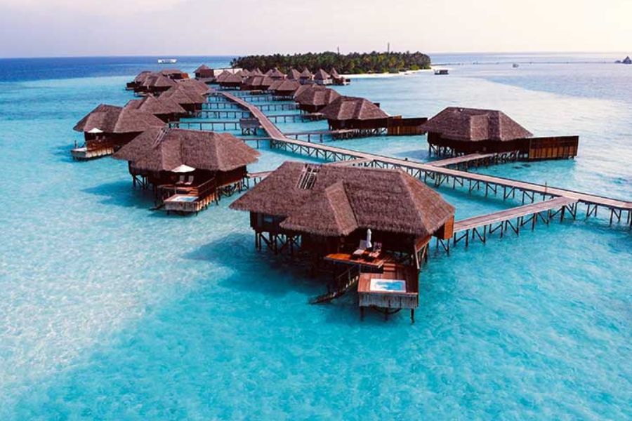 Overwater villa and lagoon in the Maldives
