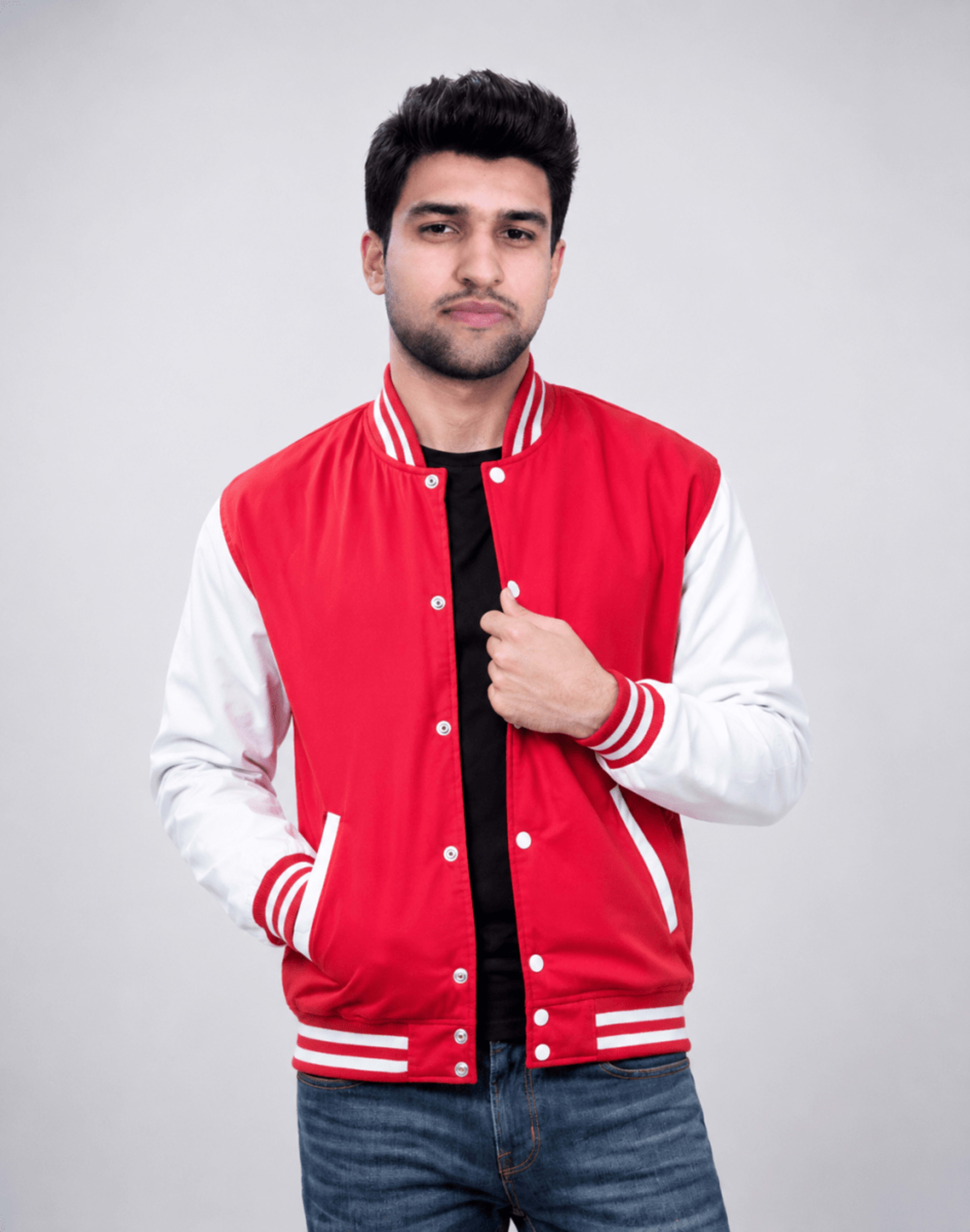 Red and White Cotton Twill Jacket