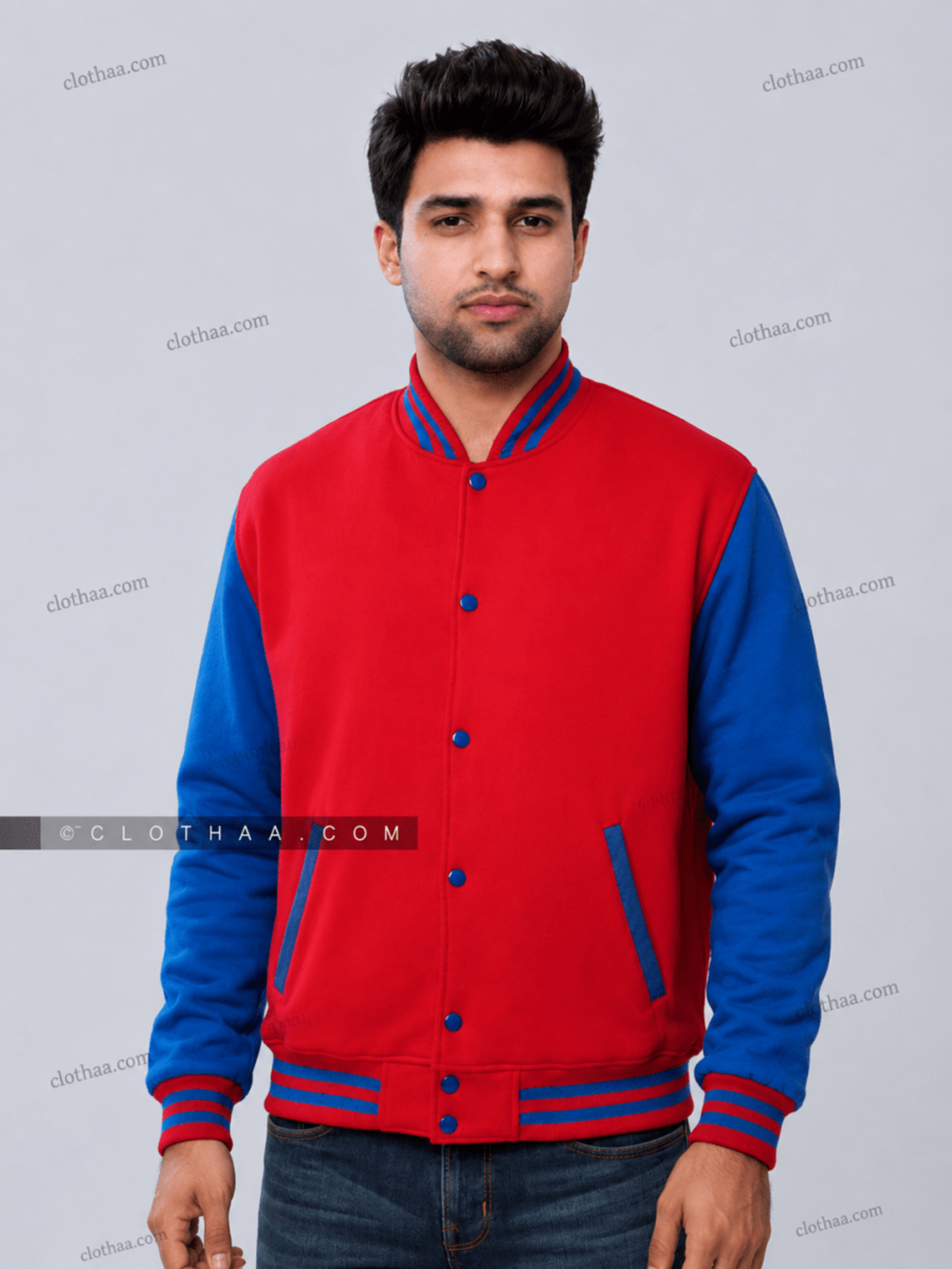 Red and Royal Blue Wool Varsity Jacket