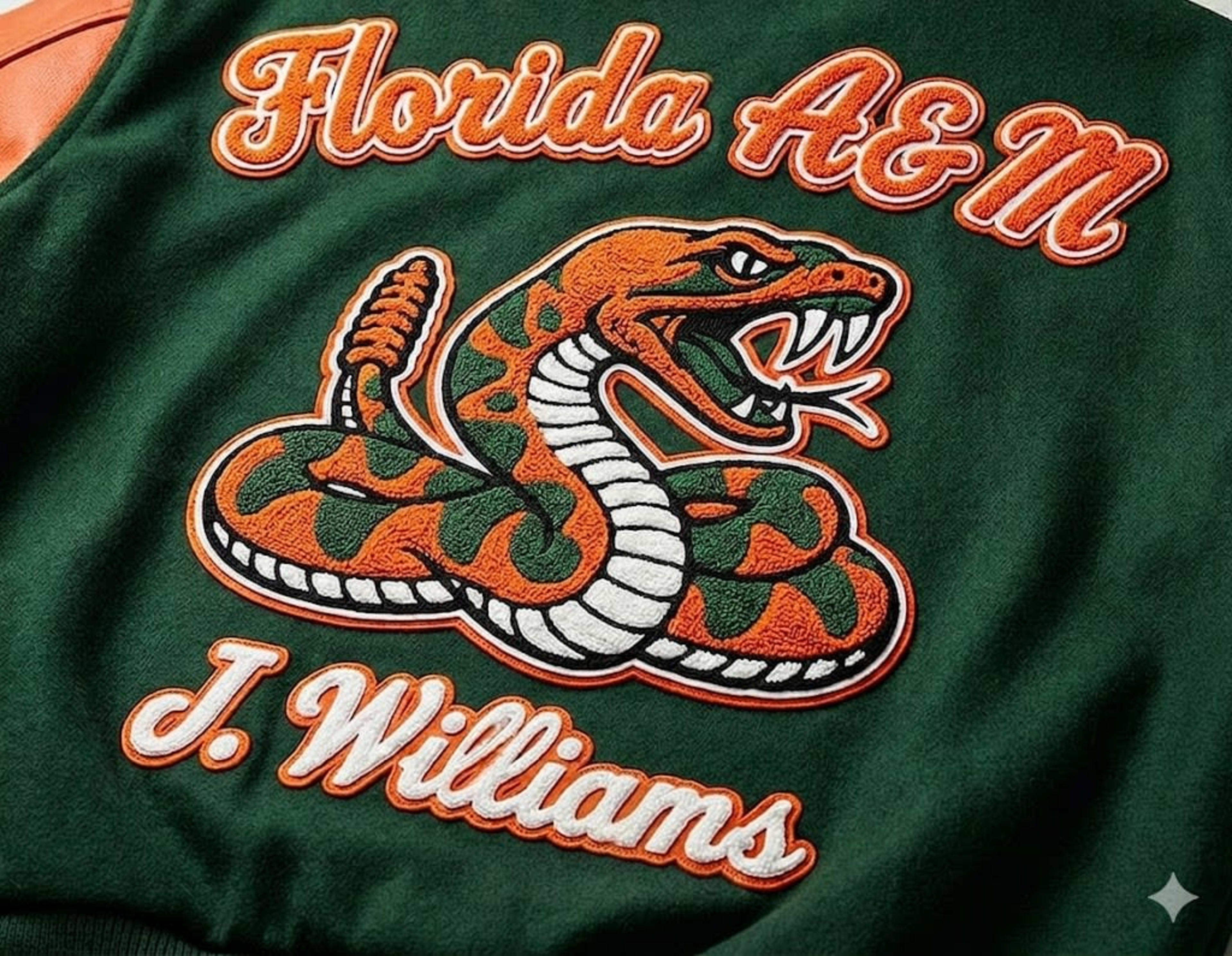 FAMU rattlers mascot chenille embroidery