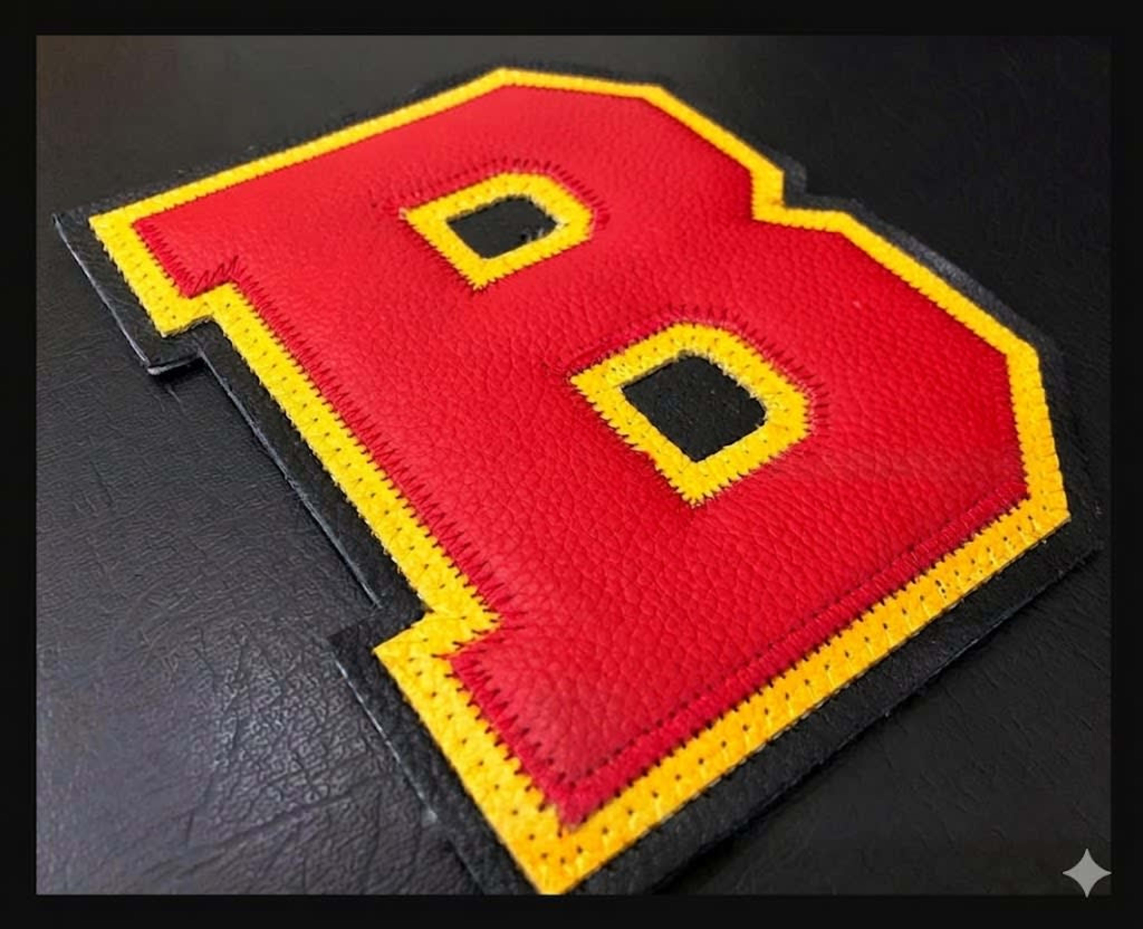 Cowhide leather B letter patch