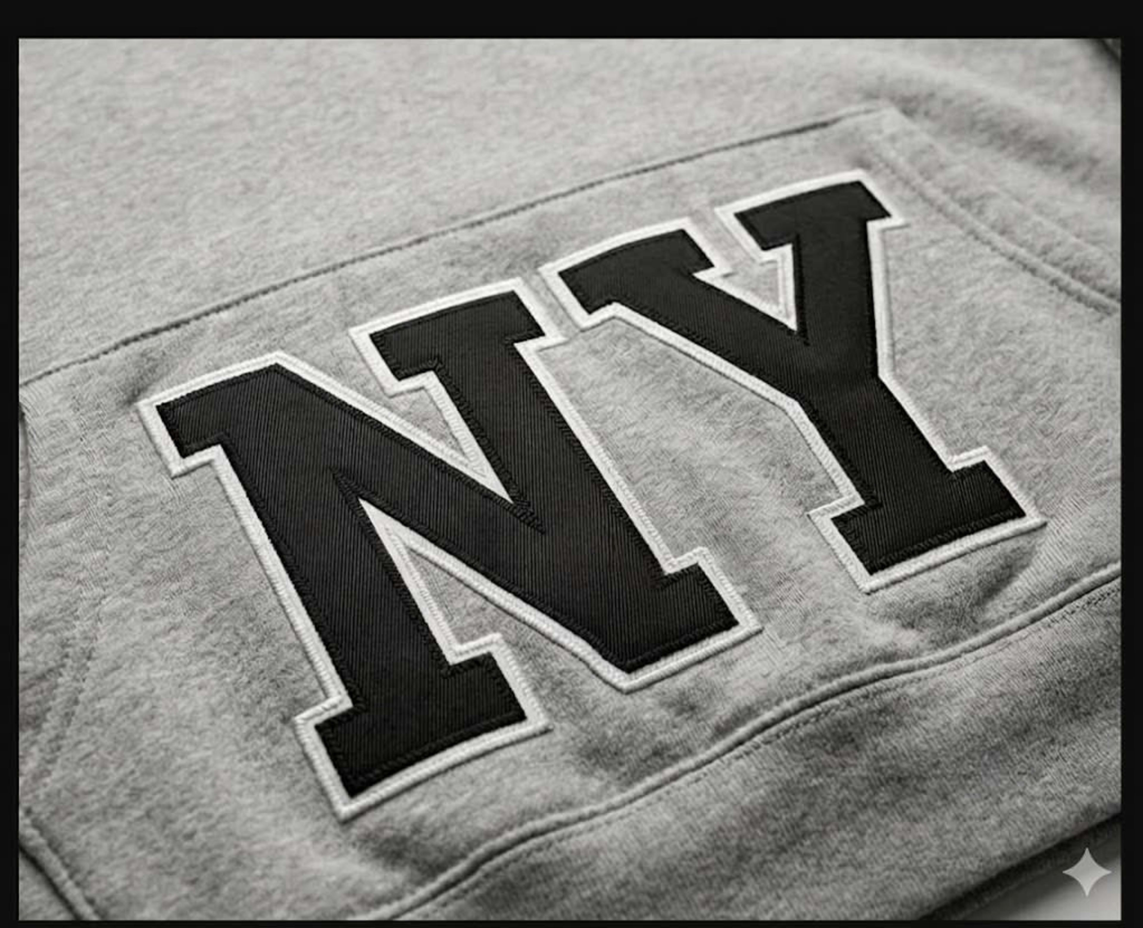 Big tackle twill letters on hoodie