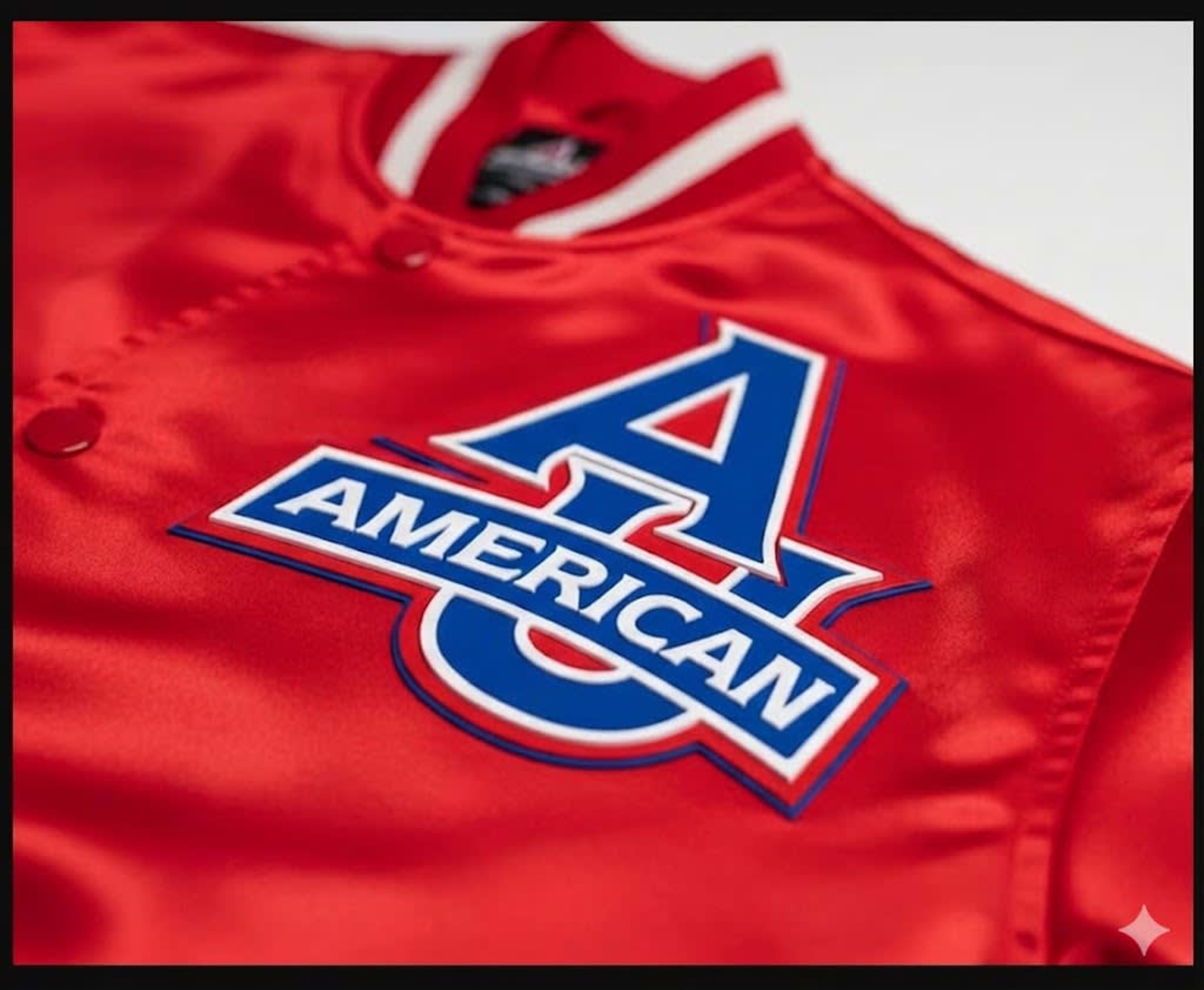 American University DTF logo on satin