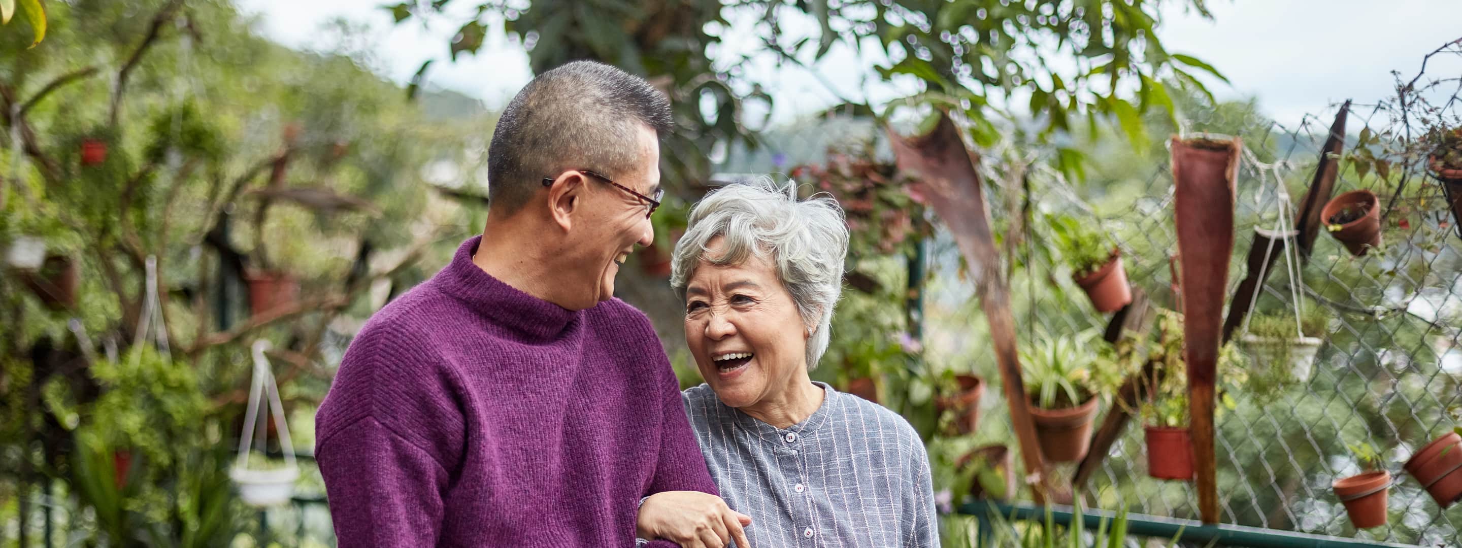 Son with his older mom went for a walk