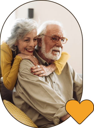 Older couple hugging