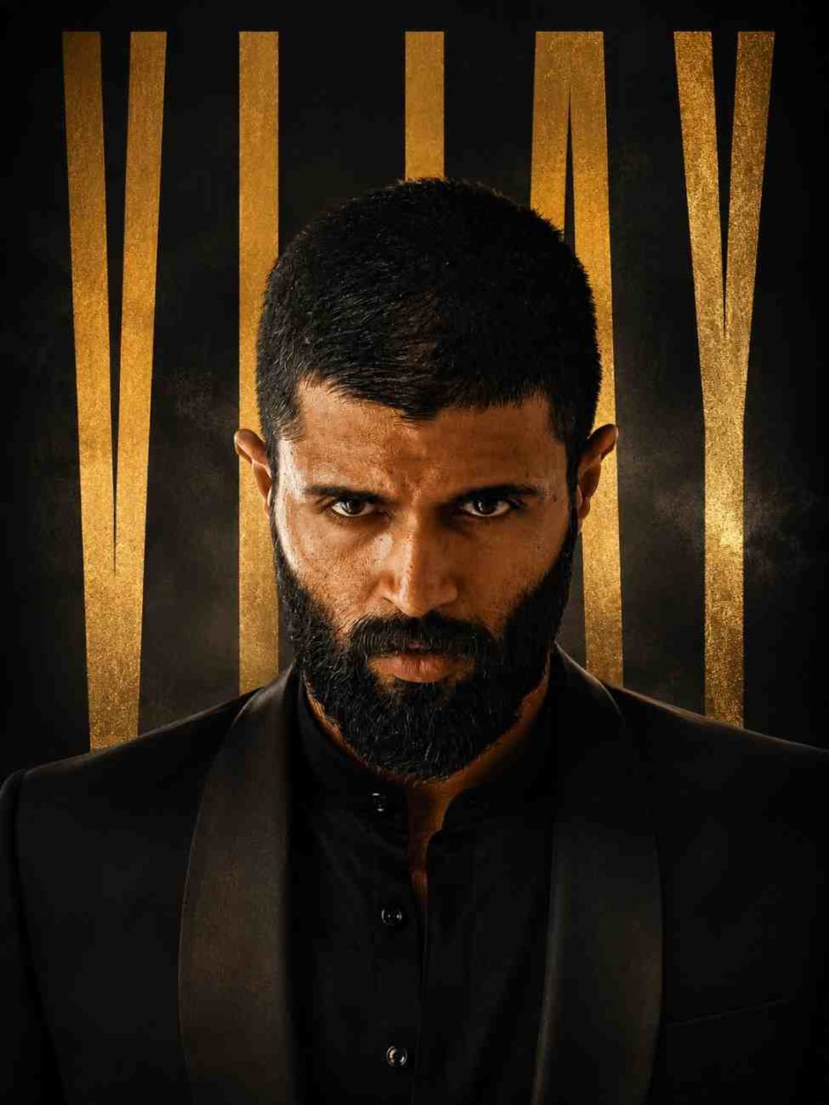 Cinematic Portrait Poster with Gold Typography