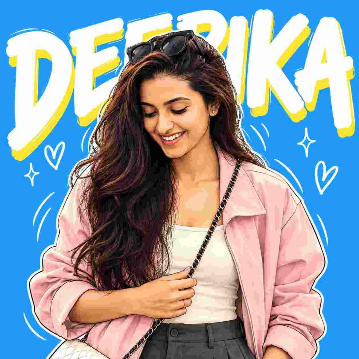 Blue Pop-Art Name Typography Sticker Portrait