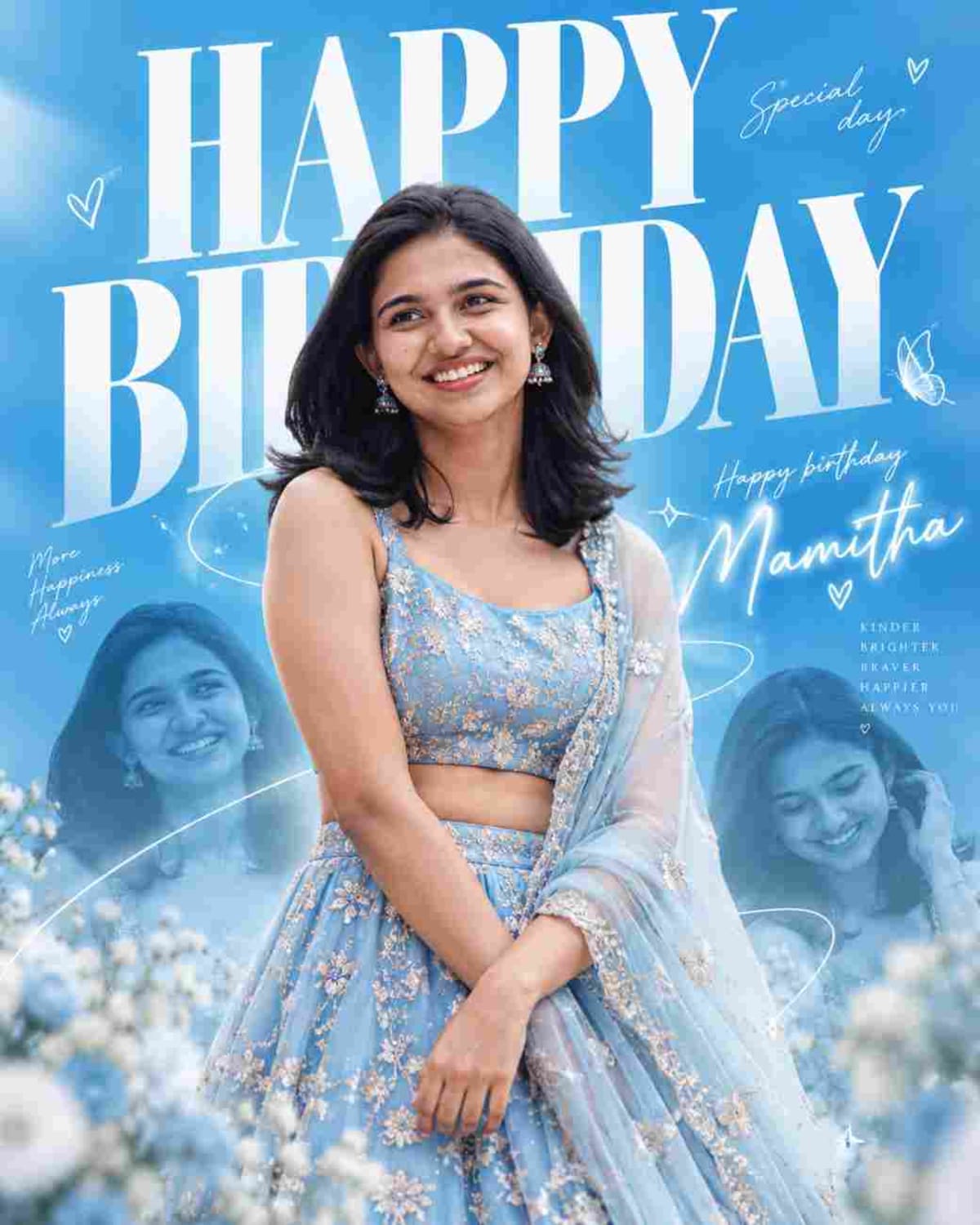 Dreamy Blue Birthday Portrait Poster