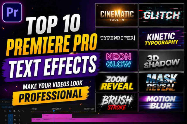 Professional Premiere Pro text effects showcasing animated titles and typography for cinematic video editing.