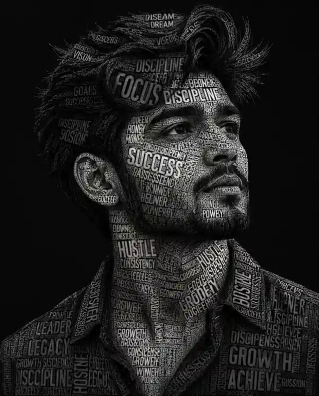 Ultra realistic high end typography portrait