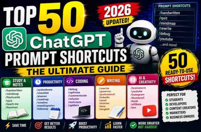 Top 50 ChatGPT Prompt Shortcuts