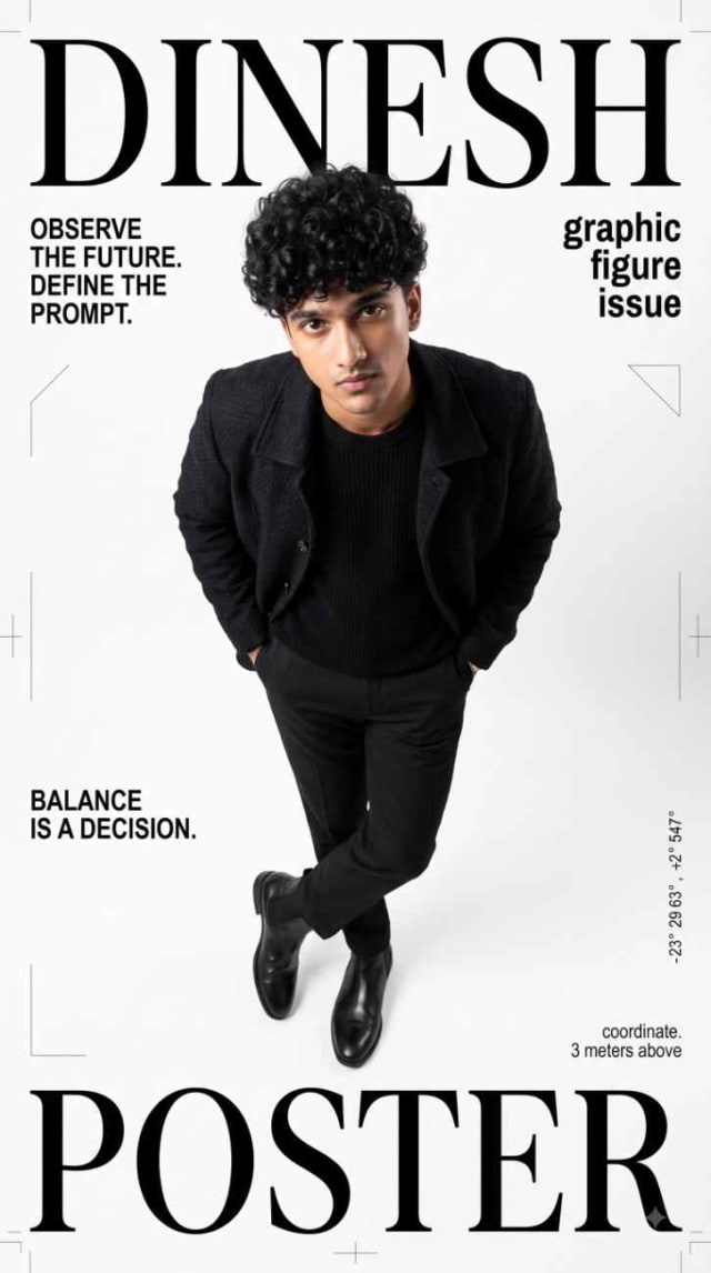 Swiss Editorial Fashion Magazine Cover AI Prompt | Luxury Overhead Portrait