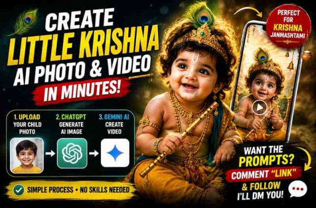 How To Create Krishna Janmashtami AI Baby Photos and Video Using ChatGPT & Gemini