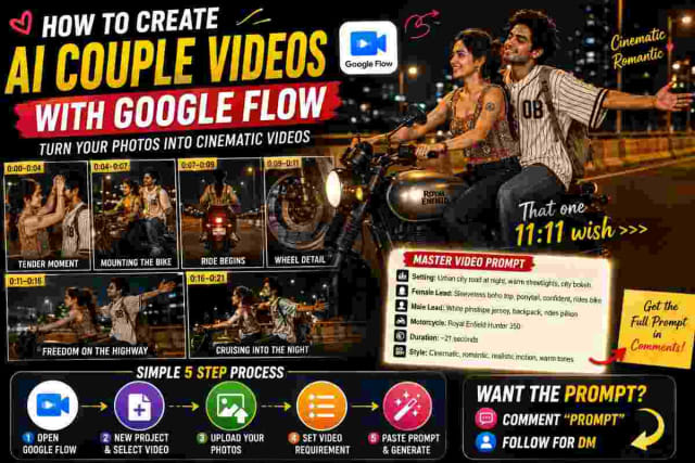 Cinematic AI Couple Video with Google Flow – Master Prompt