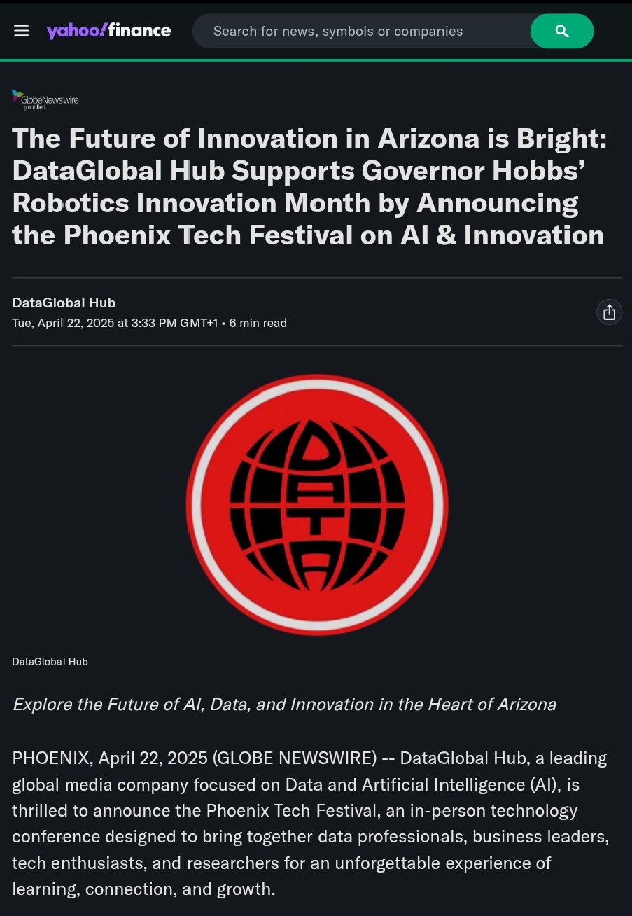 The Future of Innovation in Arizona is Bright: DataGlobal Hub Supports Governor Hobbs’ Robotics Innovation Month by Announcing the Phoenix Tech Festival on AI & Innovation