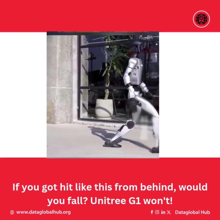 If you got hit like this from behind, would you fall? Unitree G1 won't