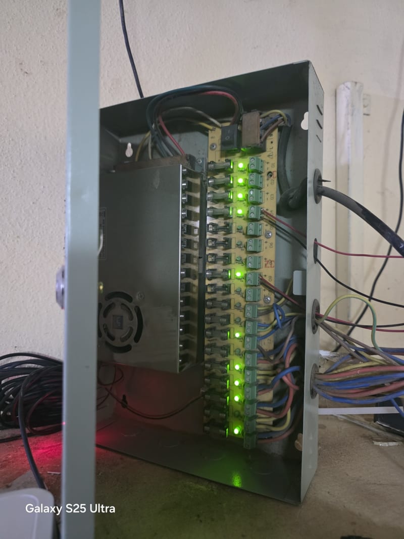 Checking the CCTV power distribution unit and connected circuits to identify potential power-related issues.