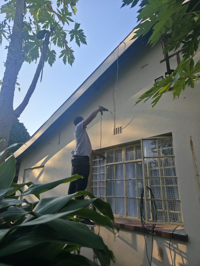 Completed exterior CCTV cameras providing coverage around the property