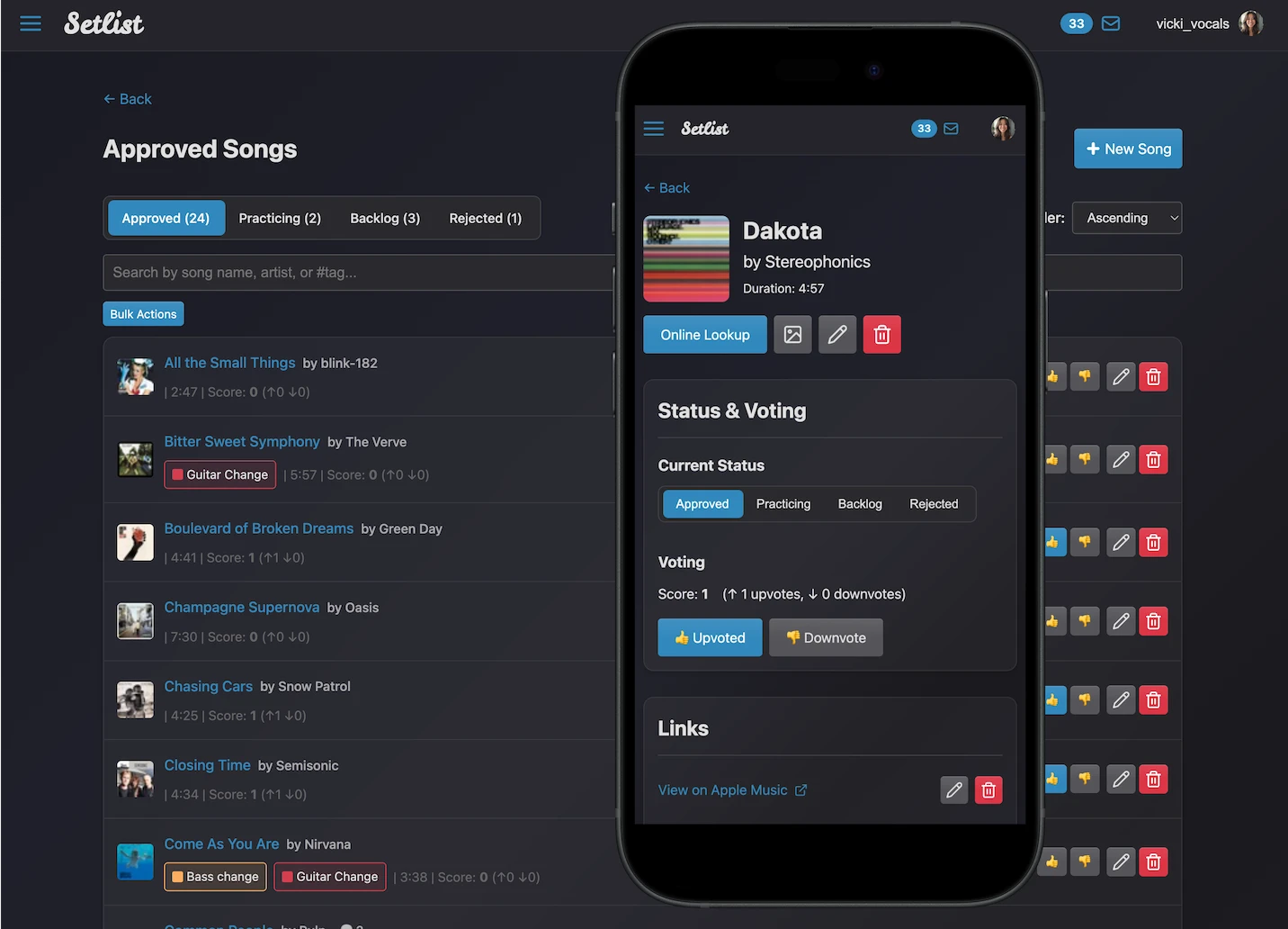 Setlist band planning and gig organization app