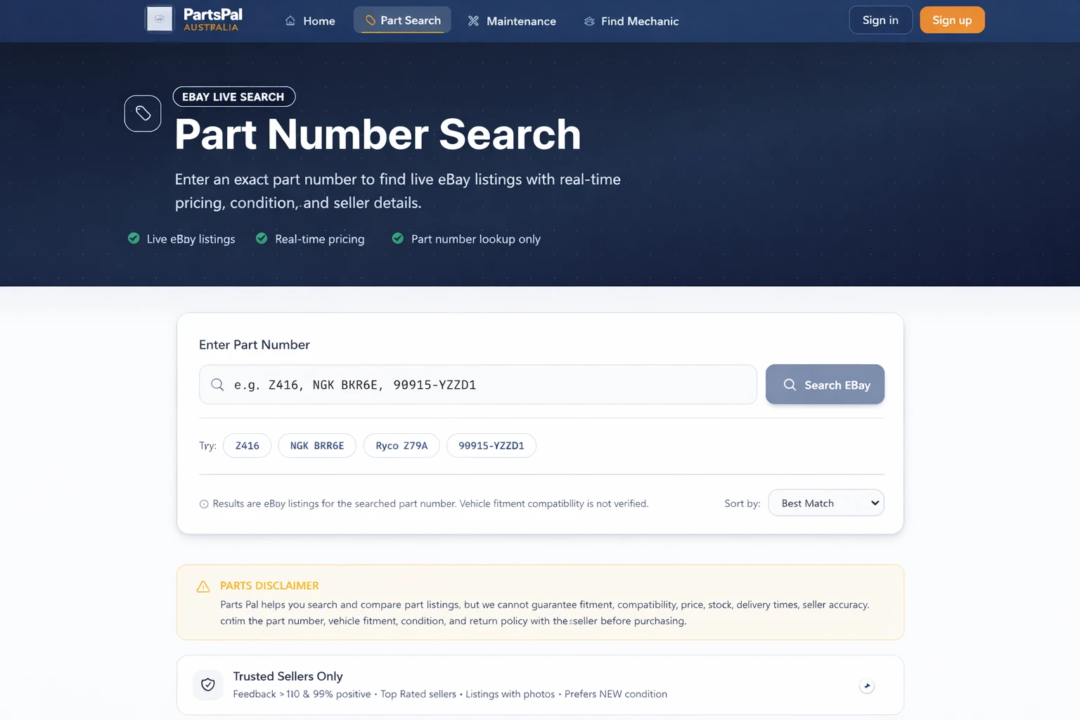 PartsPal vehicle dashboard and car management app
