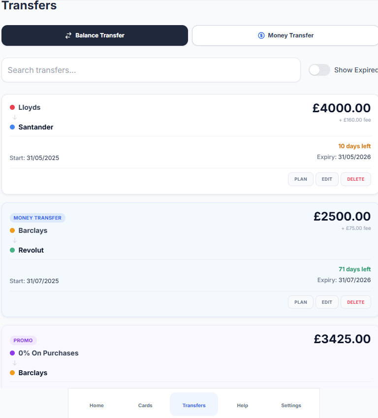 ZeroBasis multi-card management and debt ladder view