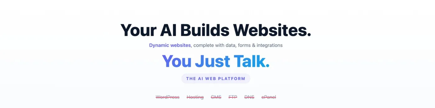 WebsitePublisher.ai AI-driven website building dashboard