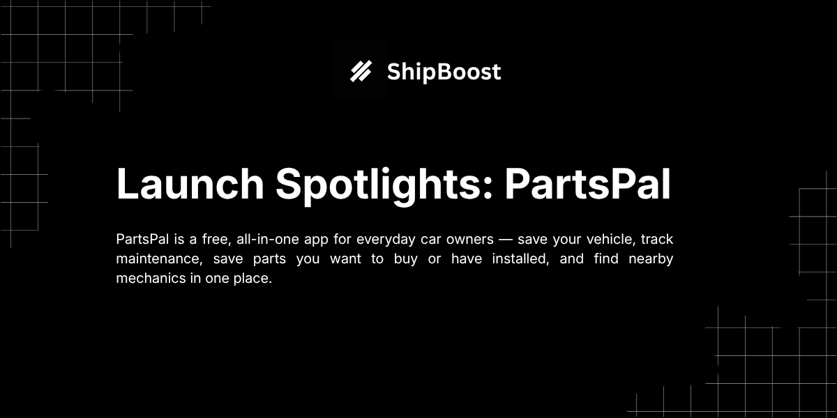 PartsPal car management app — Launch Spotlight cover