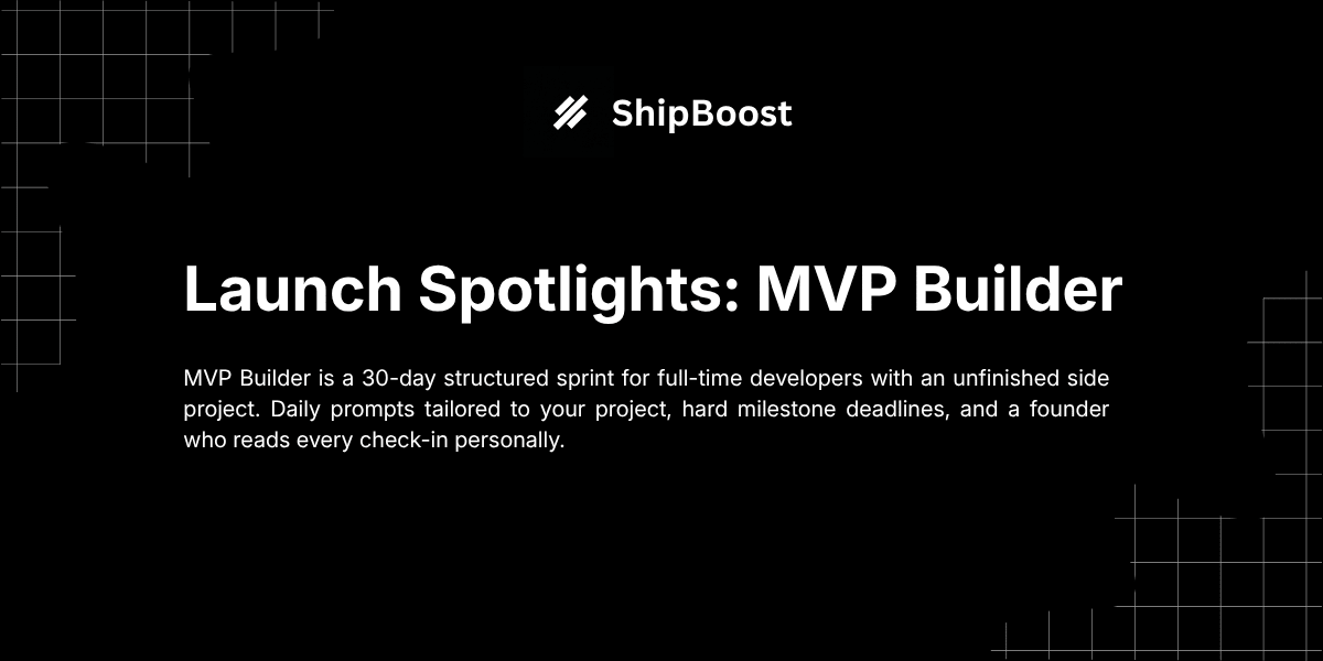 MVP Builder 30-day sprint program — Launch Spotlight cover