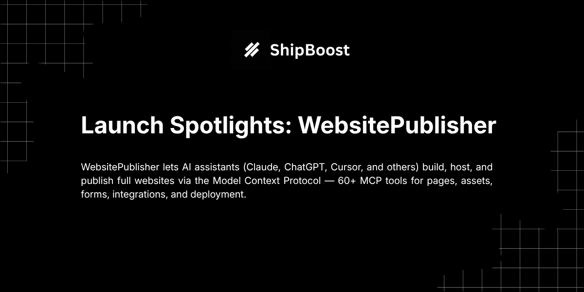 WebsitePublisher.ai AI-driven website building — Launch Spotlight cover