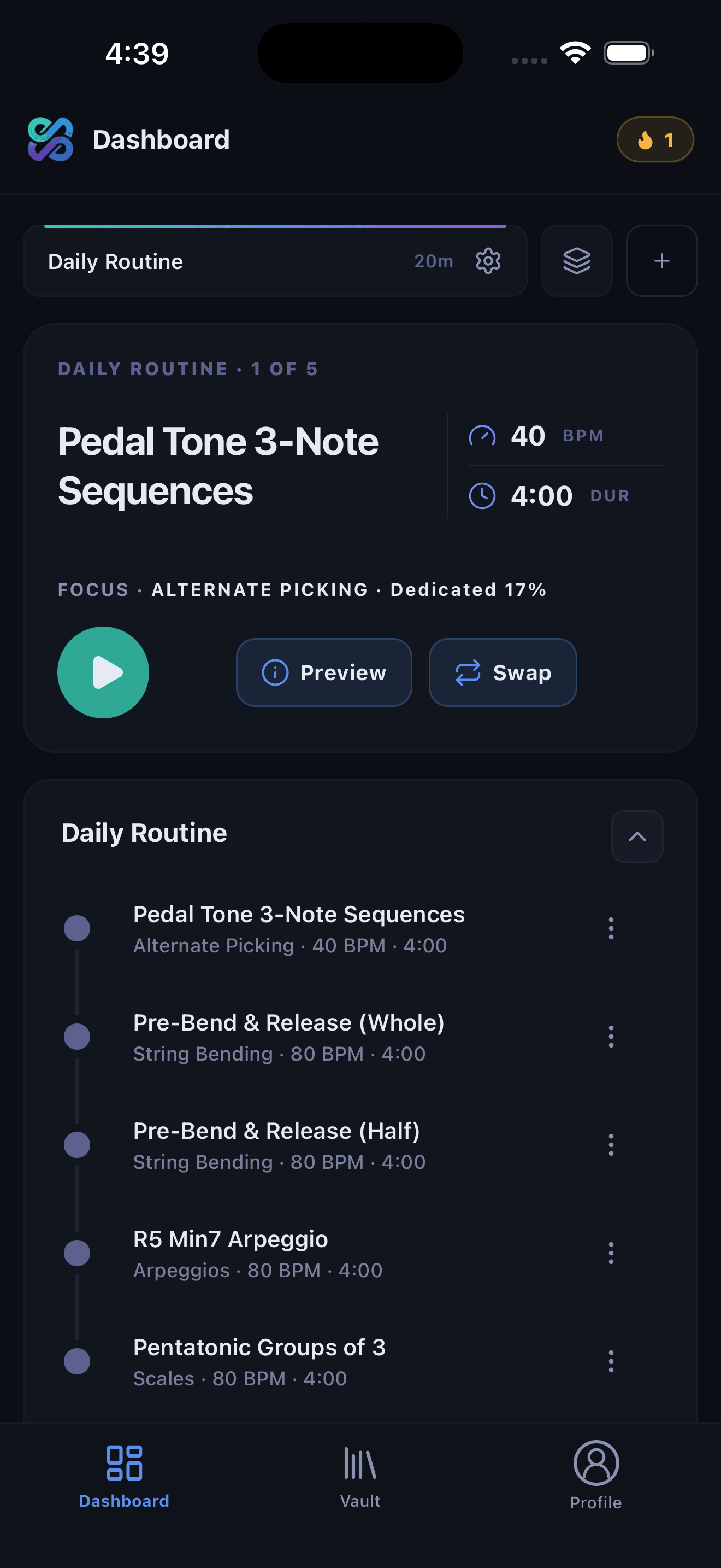 FretPulse guitar practice routine and exercises