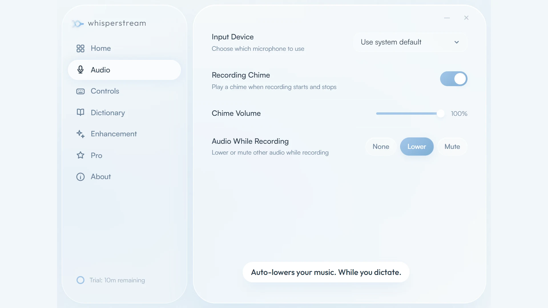 Whisperstream push-to-talk transcription in any app