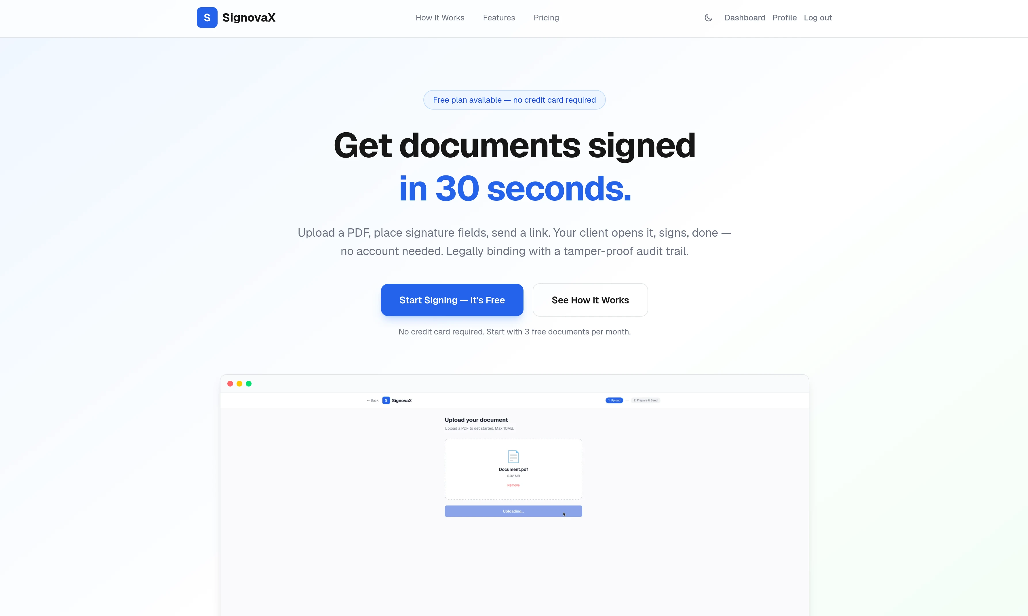 SignovaX e-signature platform