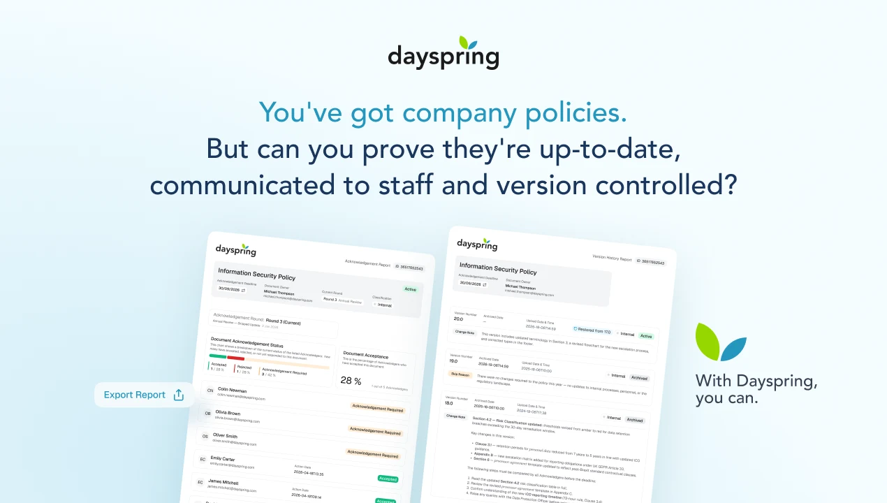 Dayspring policy management platform