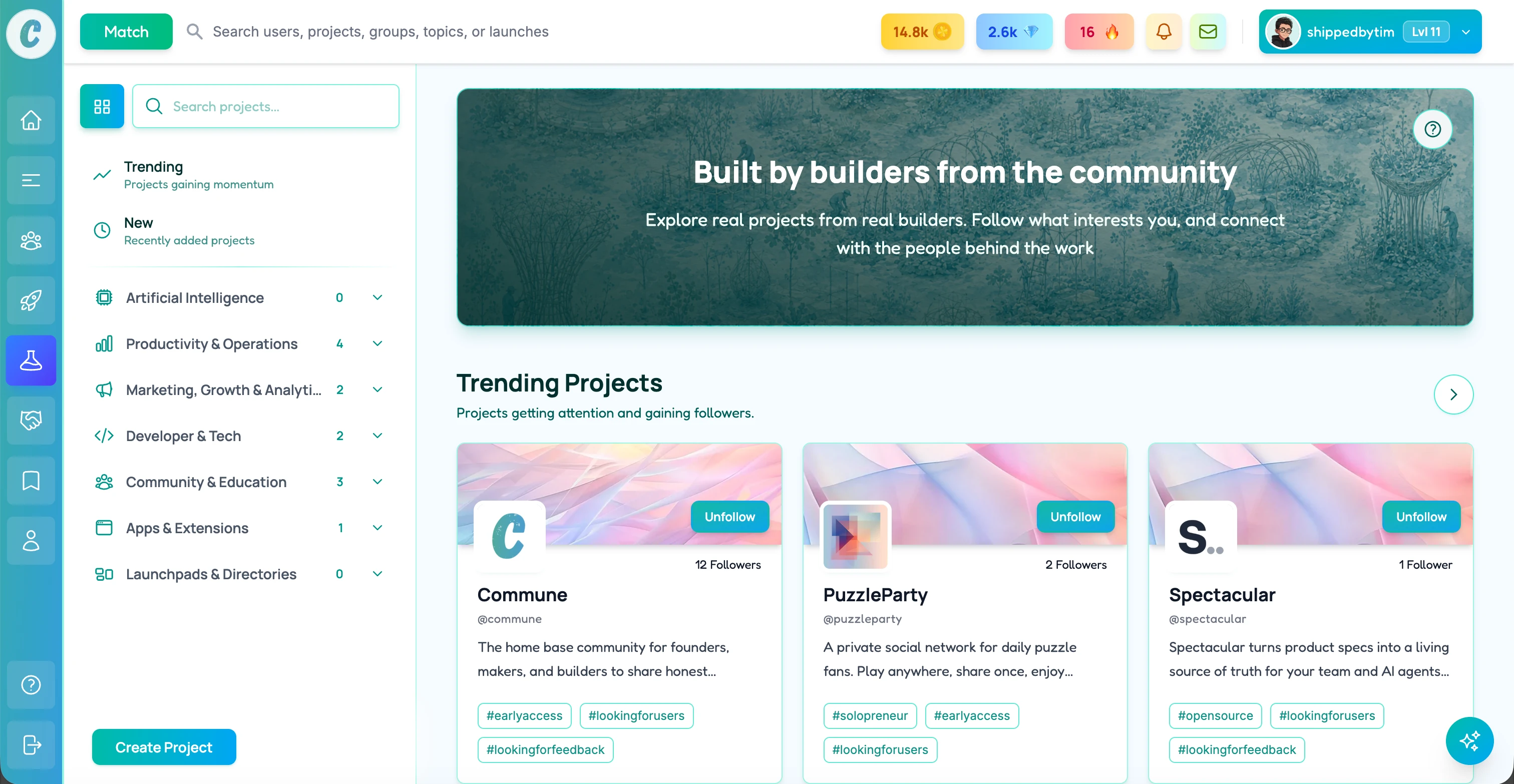 Commune builder matching and community