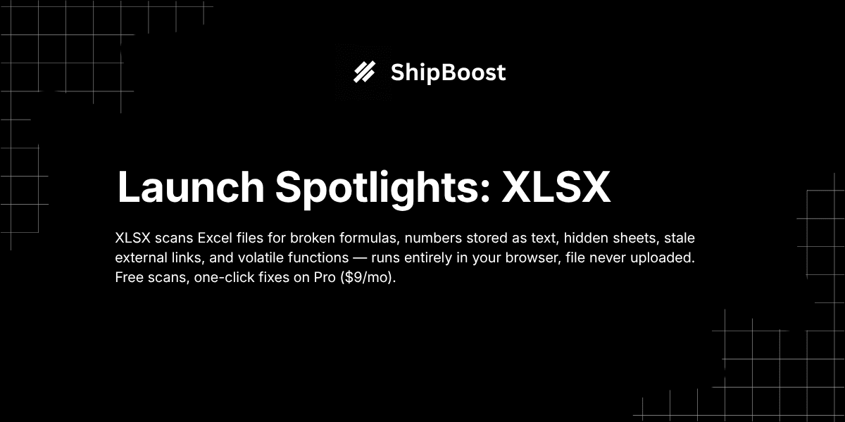 XLSX Excel workbook error scanner — Launch Spotlight cover
