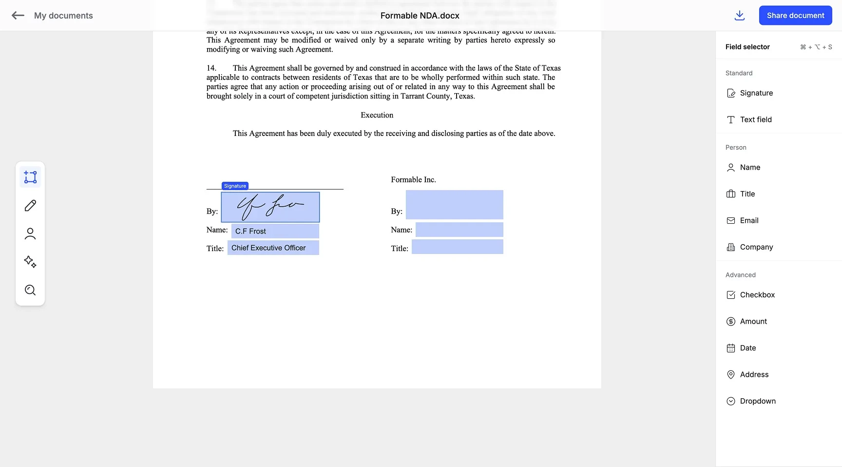 Formable contract drafting and redlining