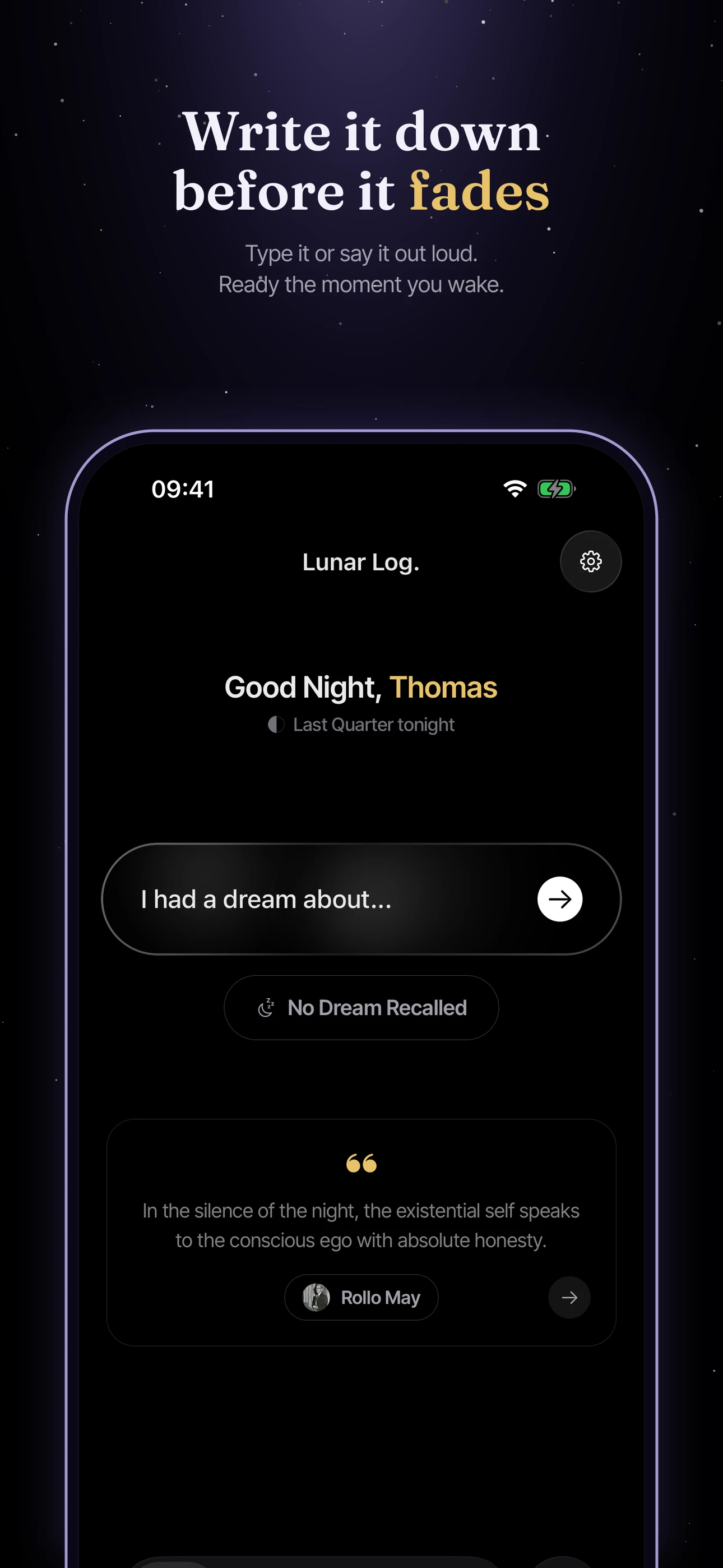 Lunar Log dream journal app