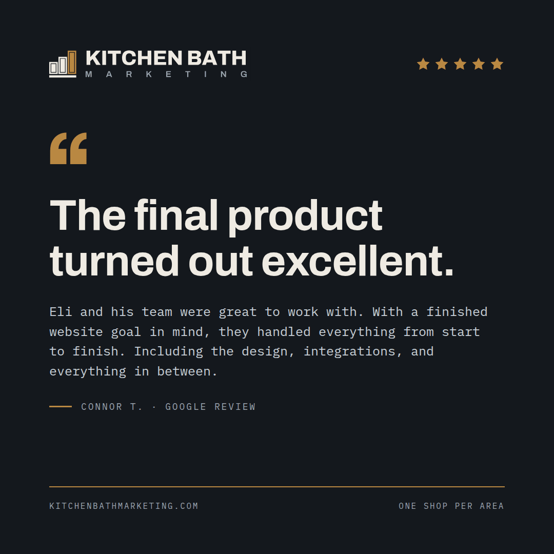 Kitchen Bath Marketing website showing its services for kitchen and bath businesses