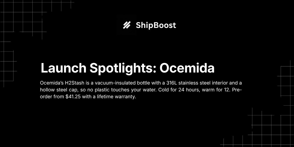 Ocemida H2Stash plastic-free insulated water bottle