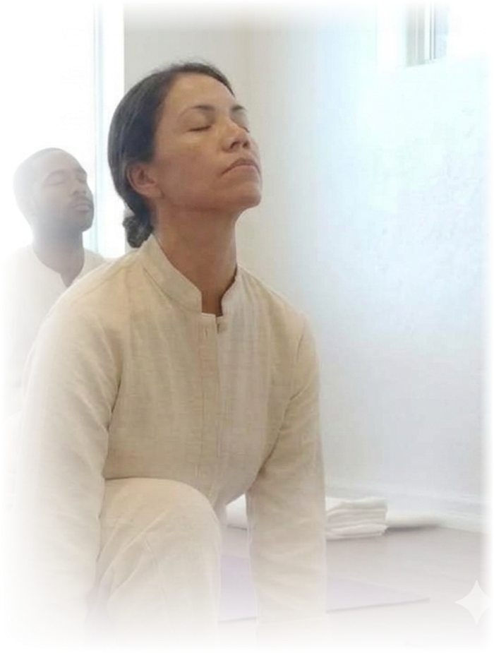 Woman meditating in a Classical Hatha Yoga class in Mississauga