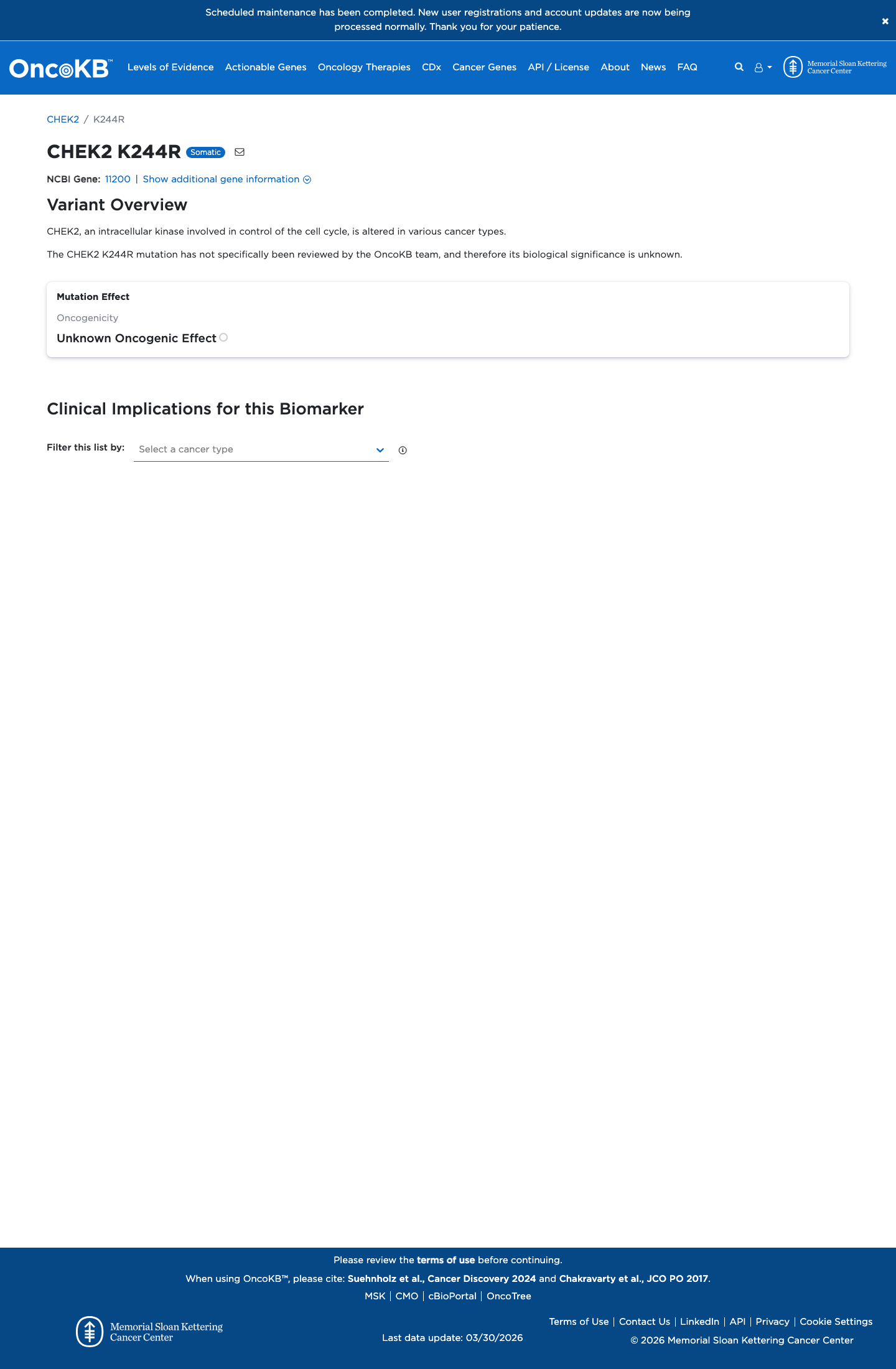 Functional / OncoKB screenshot