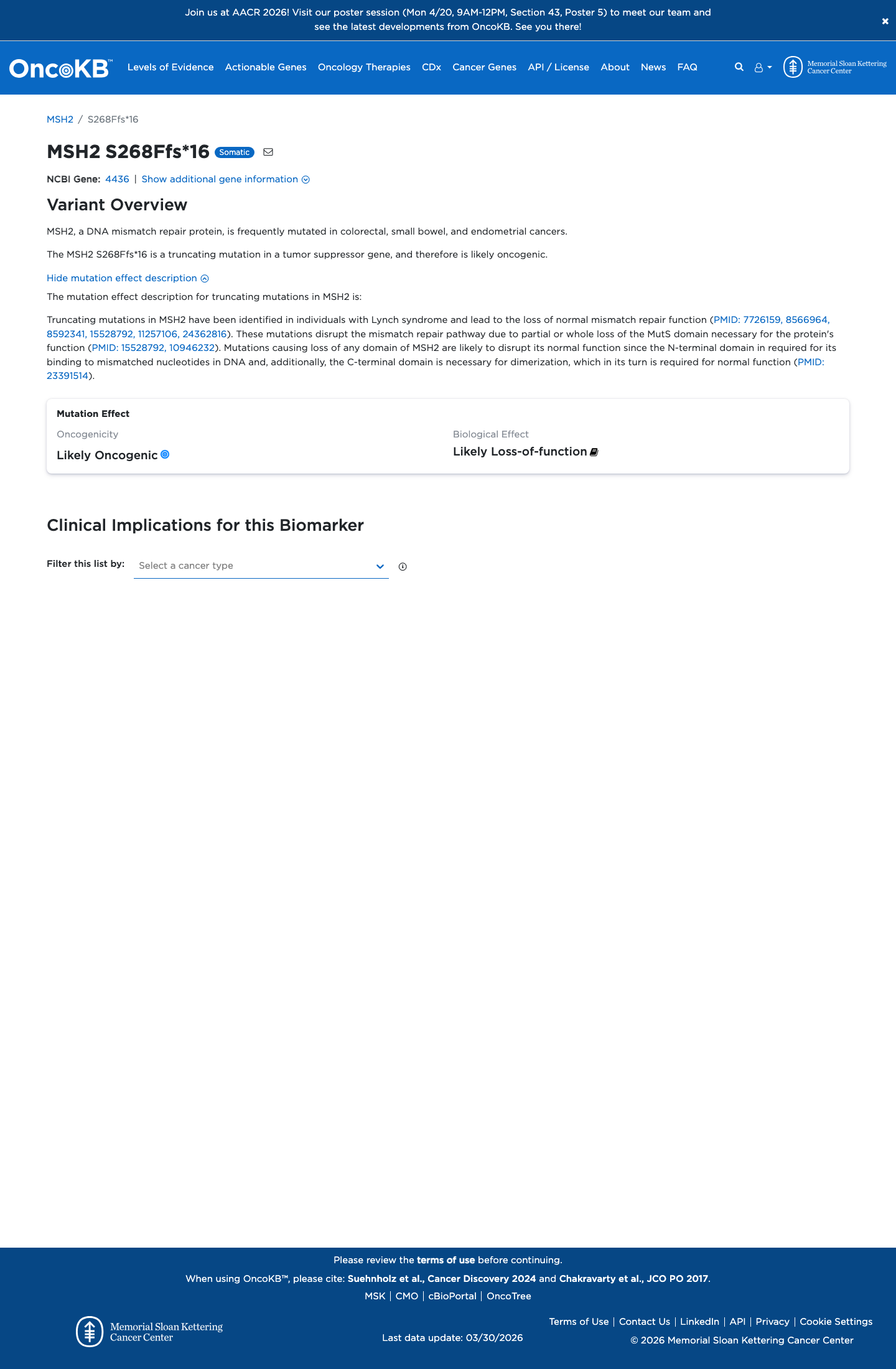Functional / OncoKB screenshot