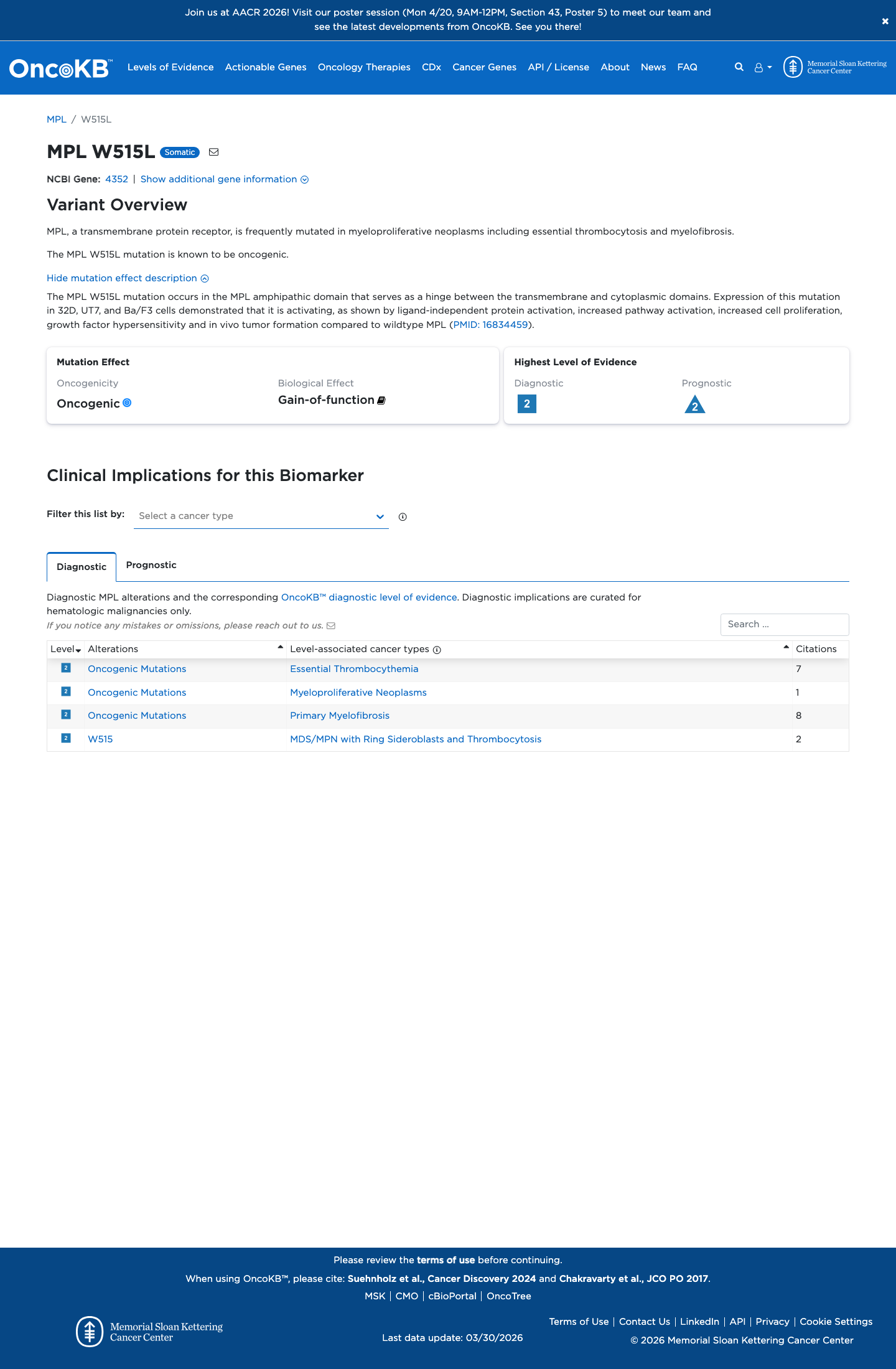 Functional / OncoKB screenshot