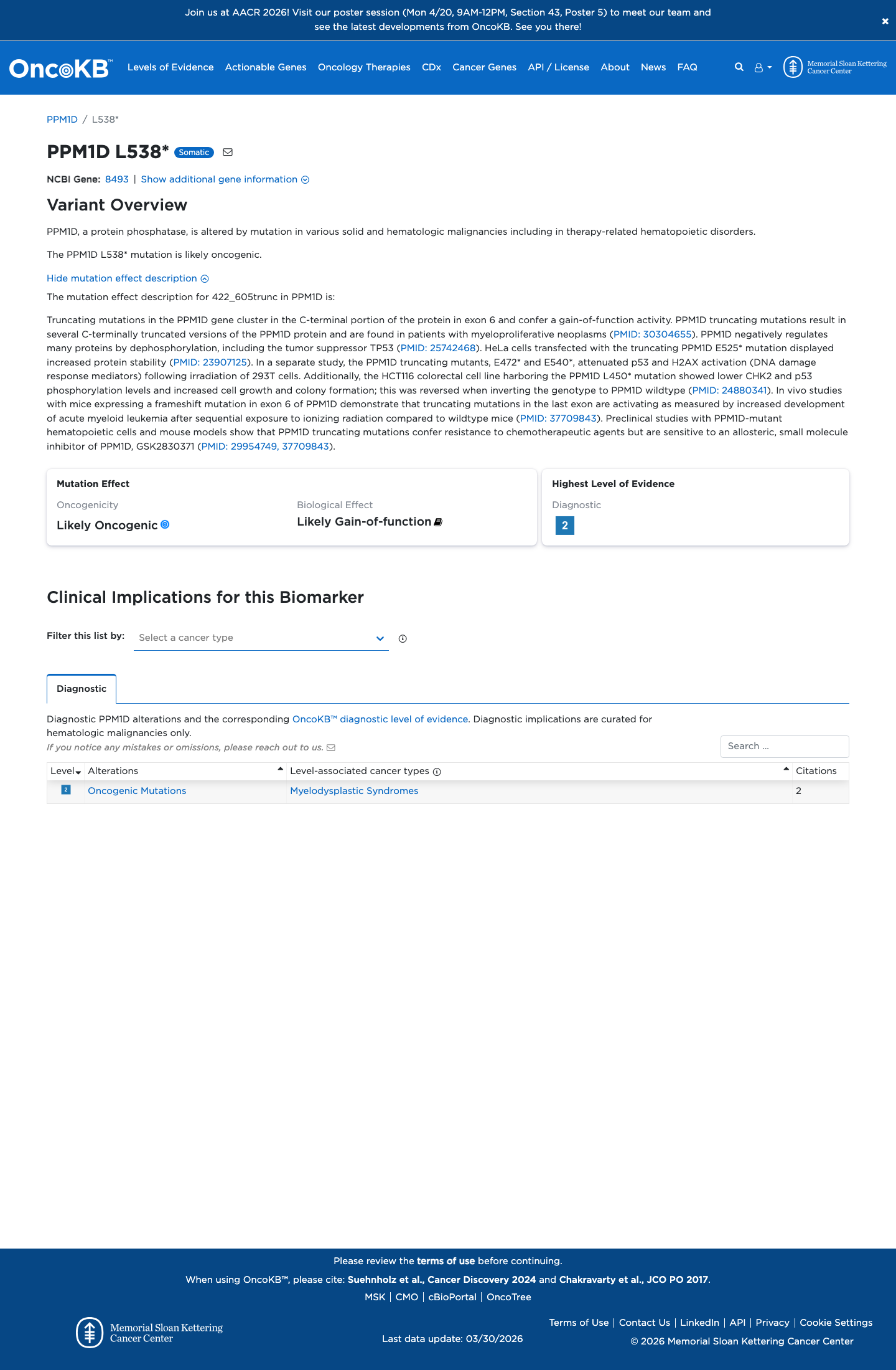 Functional / OncoKB screenshot
