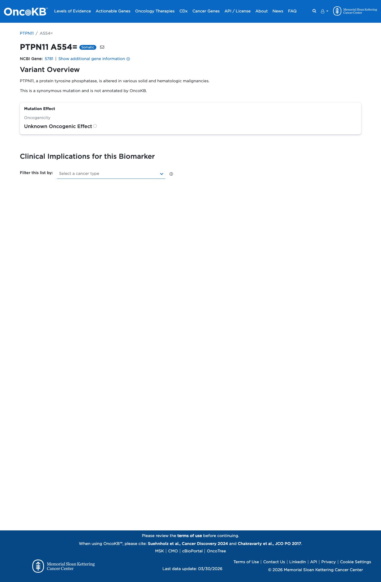 Functional / OncoKB screenshot