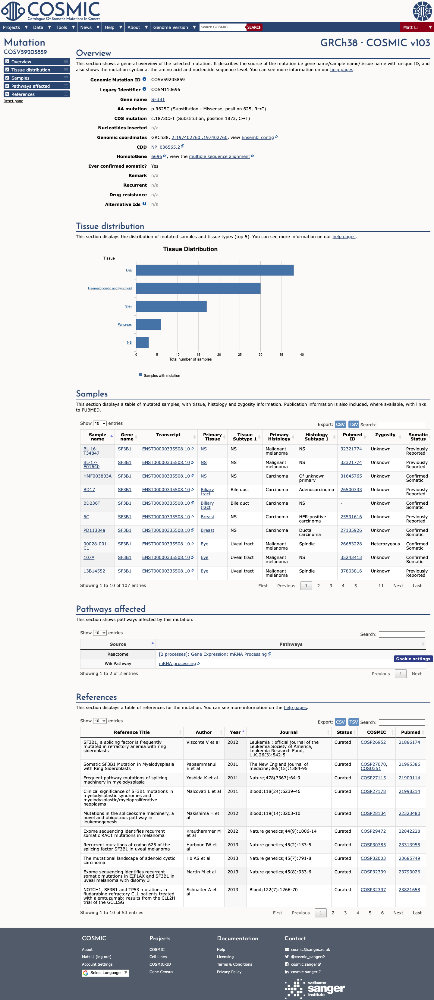 COSMIC evidence